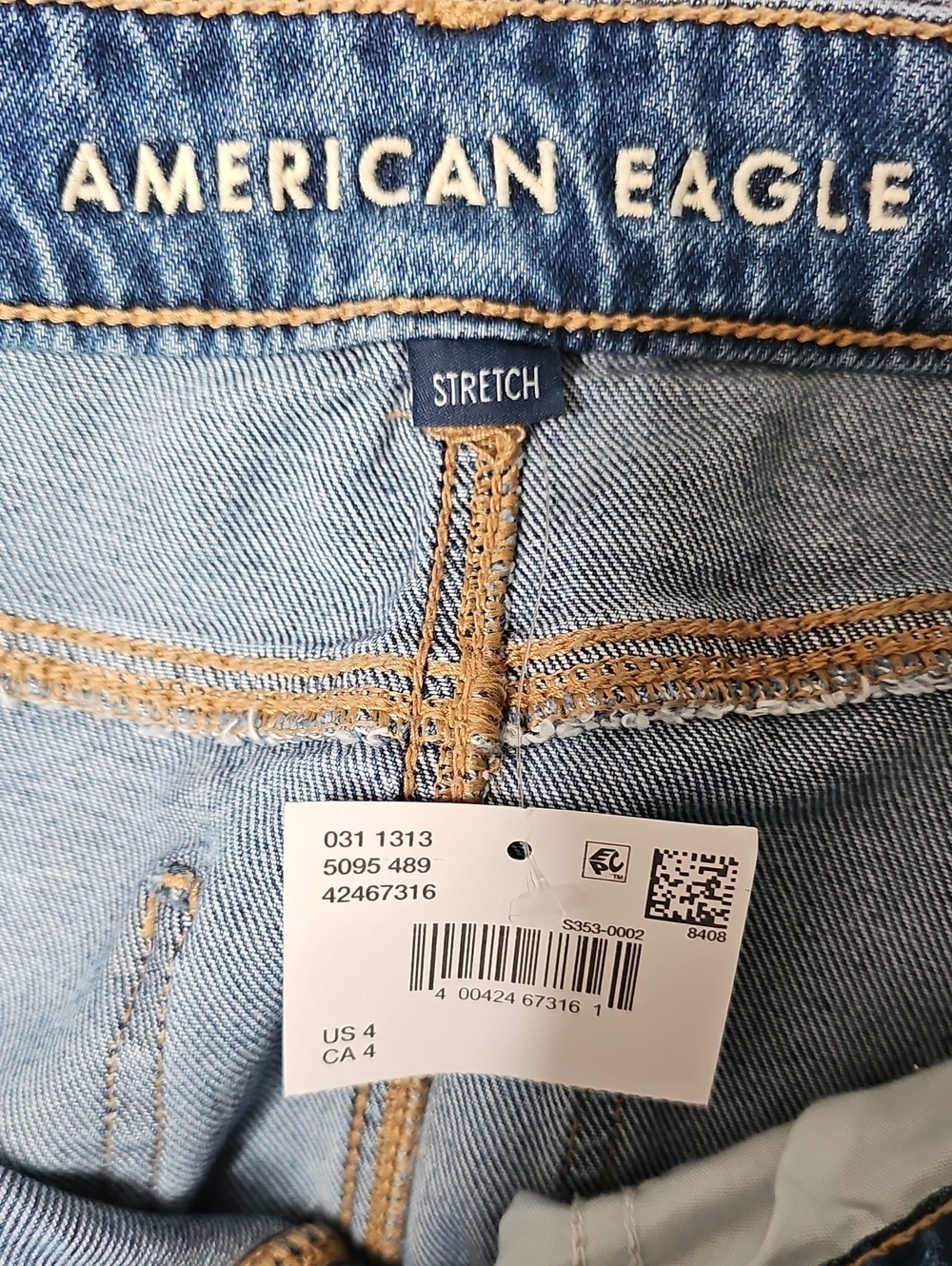 American Eagle Outfitters Dark Blue Distressed Denim Mini Skirt - Picture 4 of 6